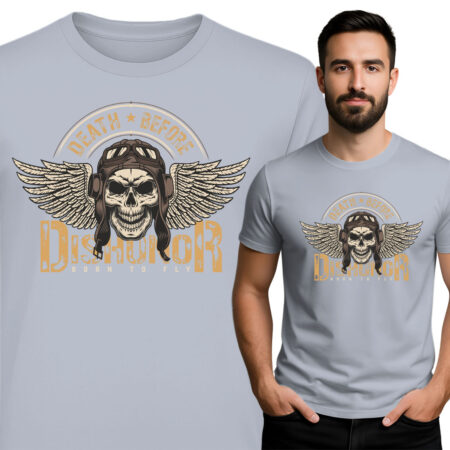 T-shirt Męski z Czaszką – Death Before Dishonor