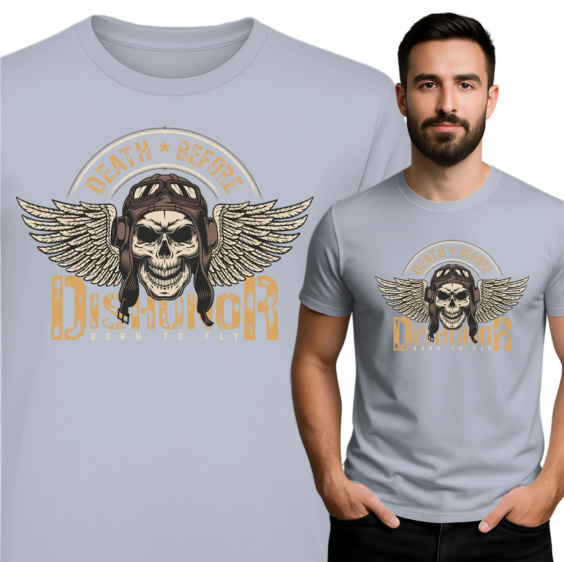 T-shirt Męski z Czaszką – Death Before Dishonor