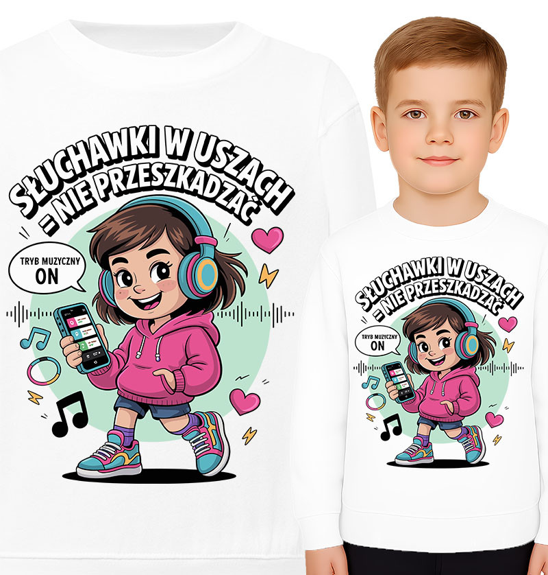 'Słuchawki w uszach tryb muzyczny ON'