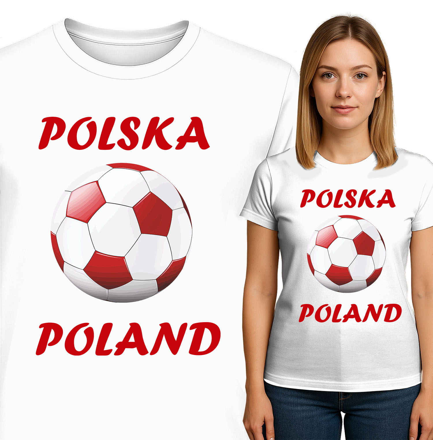 'Polska Poland' biało czerwona piłka