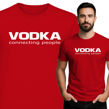 'VODKA – Connecting People, śmieszny nadruk'