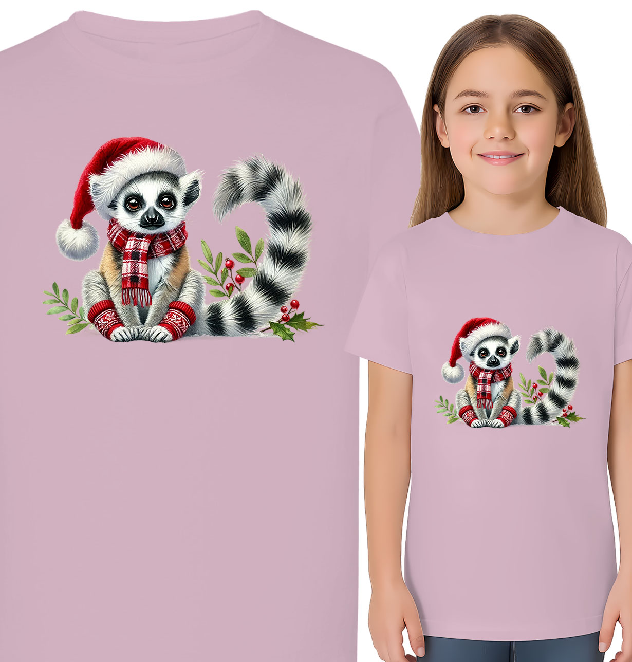 'Słodki lemur w czapce Mikołaja'
