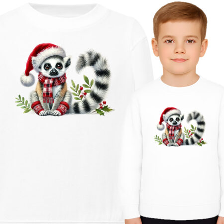 'Słodki lemur w czapce Mikołaja'