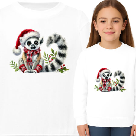 'Słodki lemur w czapce Mikołaja'