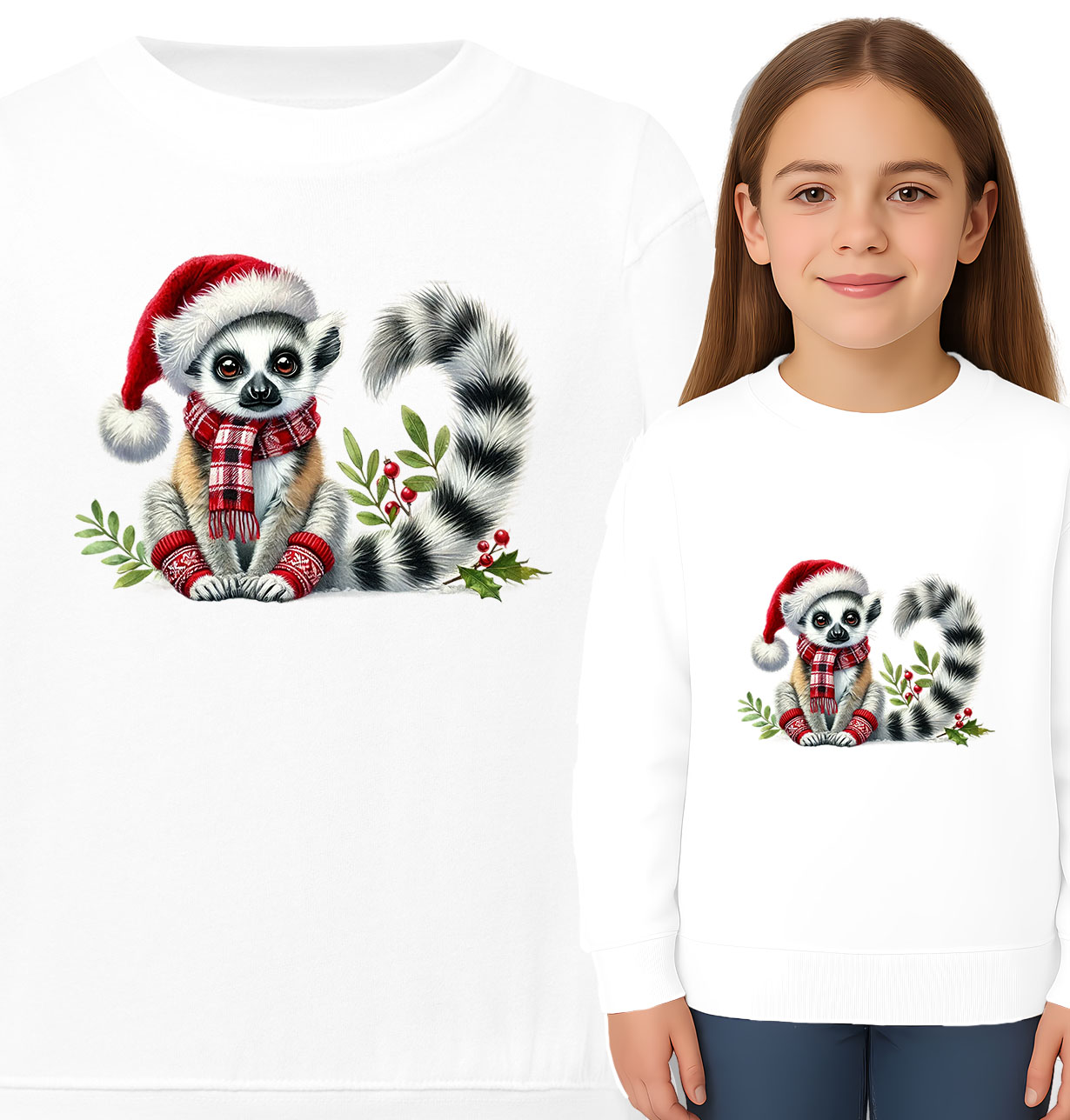 'Słodki lemur w czapce Mikołaja'