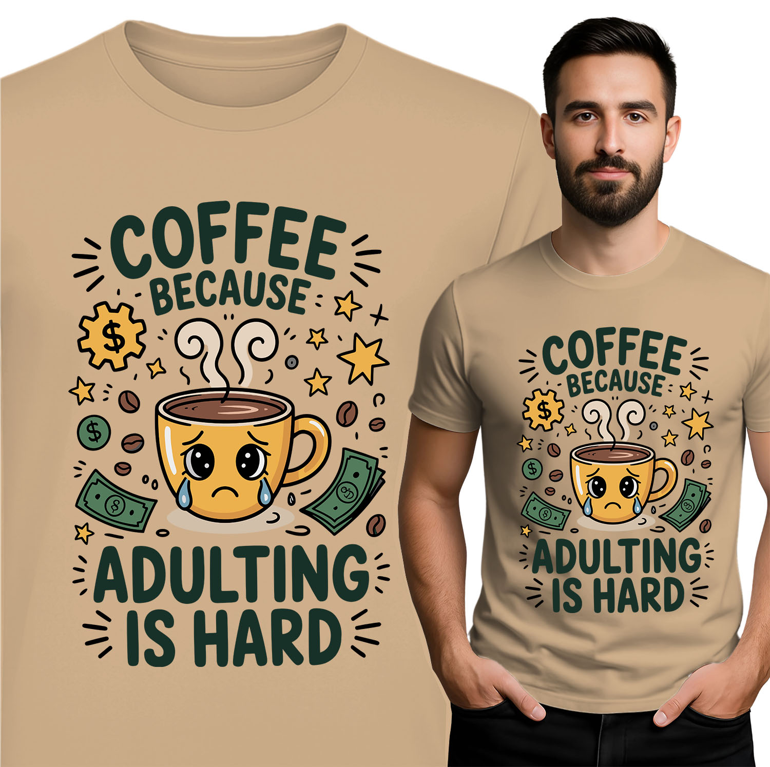'COFFEE BECAUSE ADULTING IS HARD'