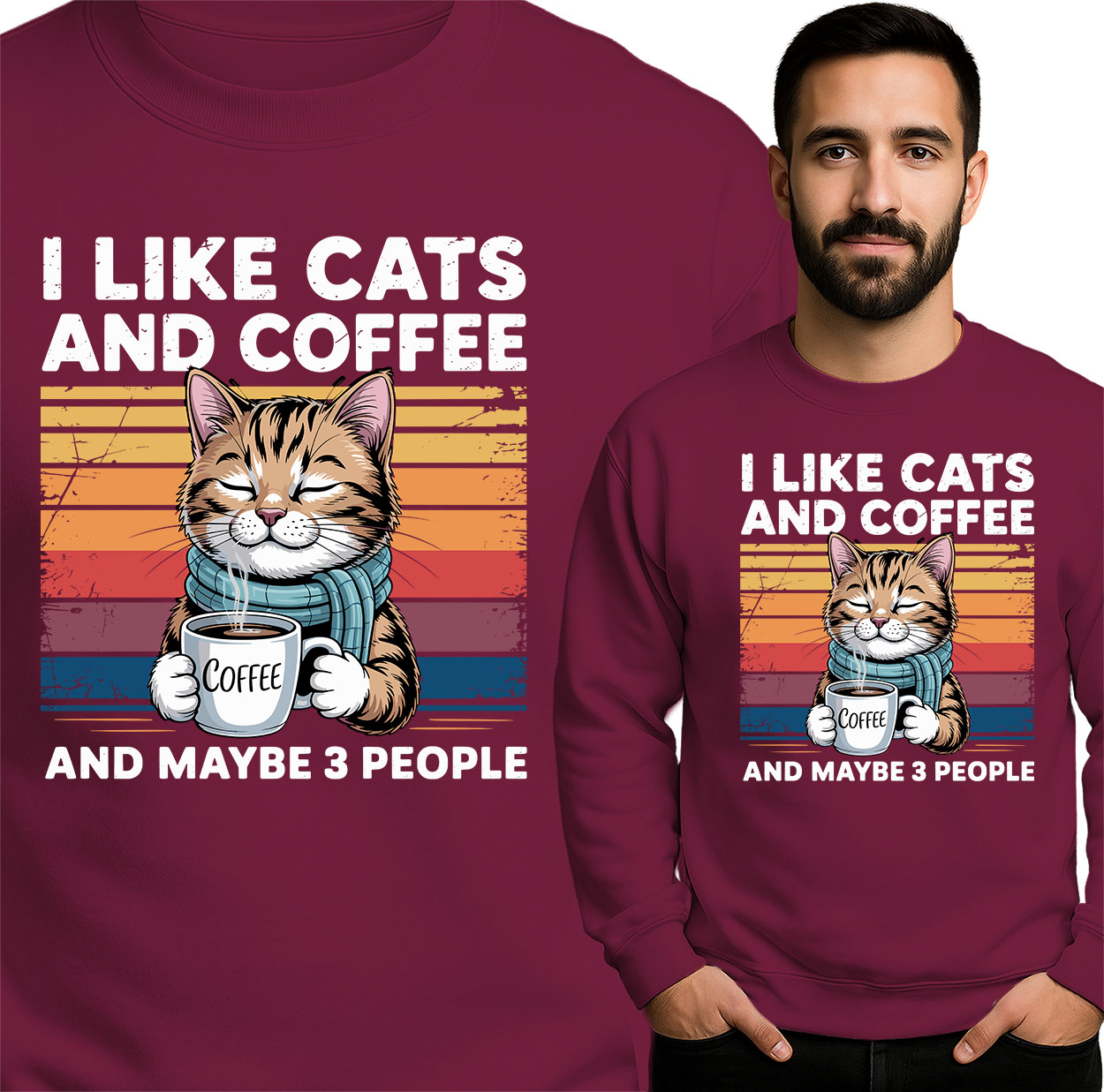 'I LIKE CATS AND COFFEE COFFEE AND MAYBE 3 PEOPLE'
