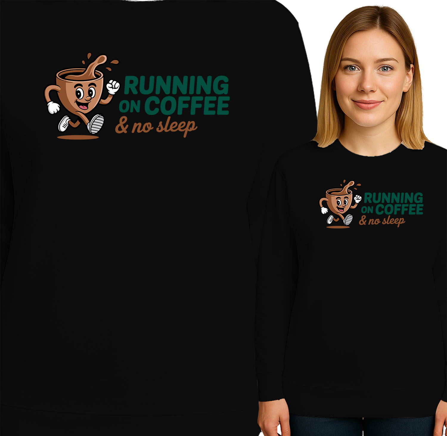 'RUNNING ON COFFEE & no sleep'