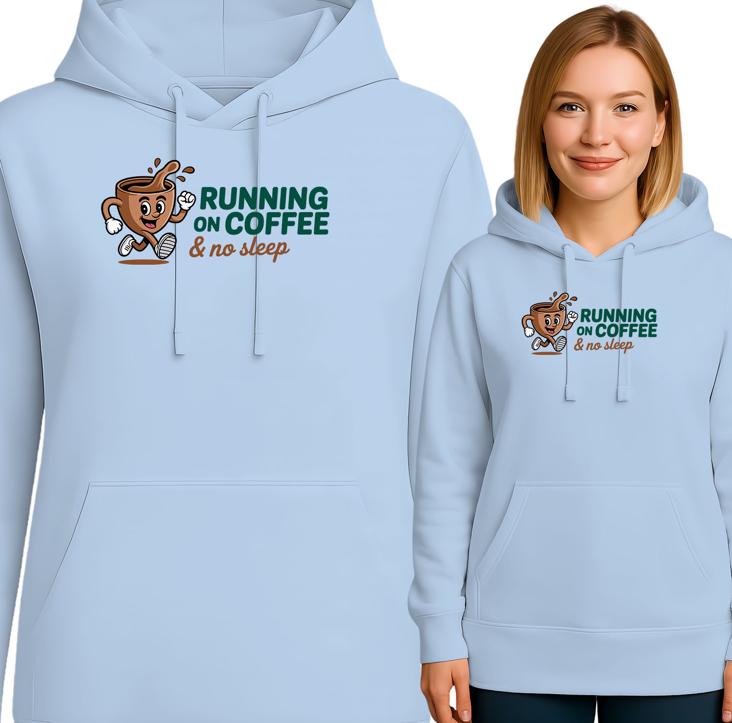 'RUNNING ON COFFEE & no sleep'