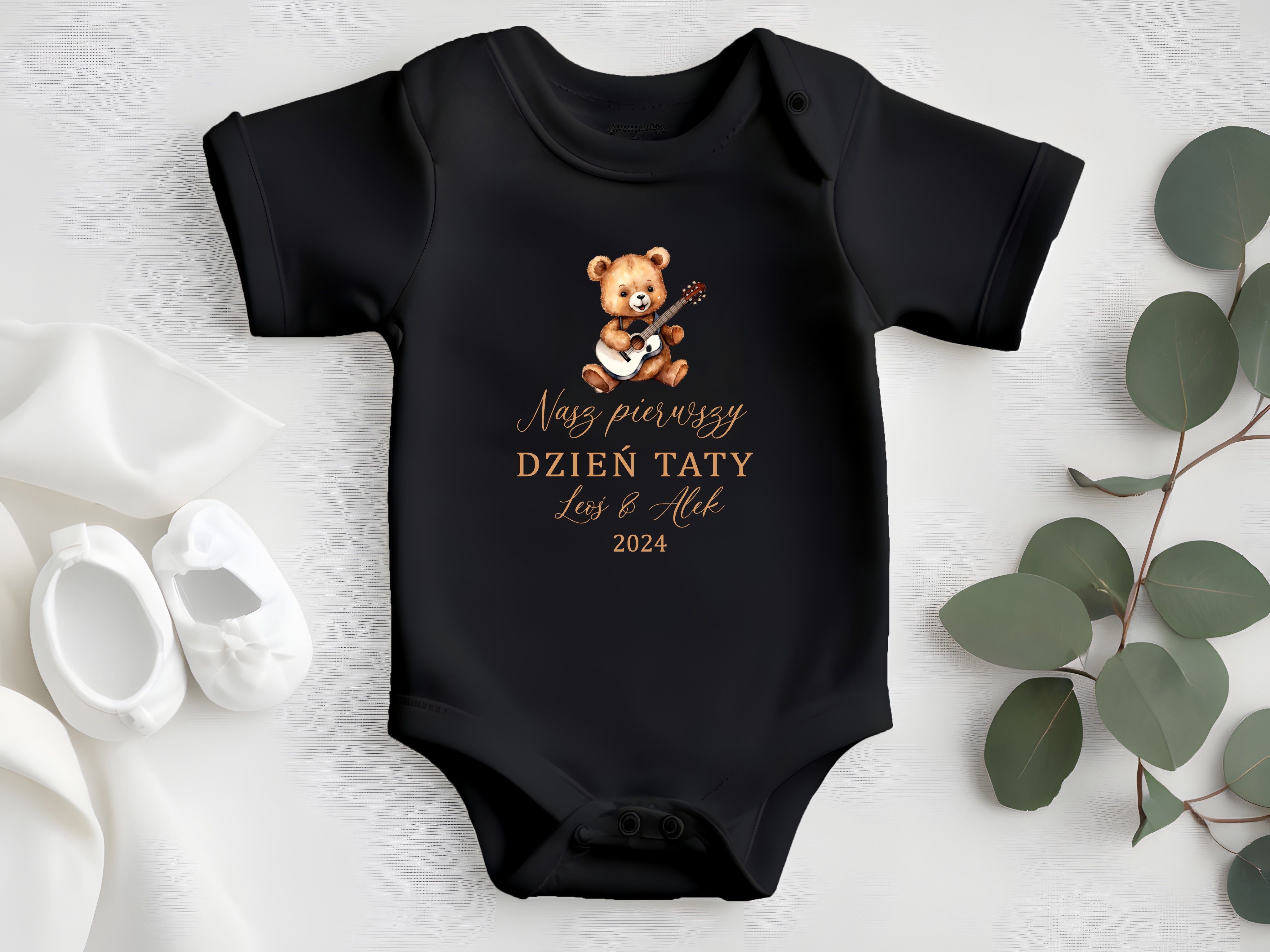 Personalizowane body z krótkim rękawem Miś
