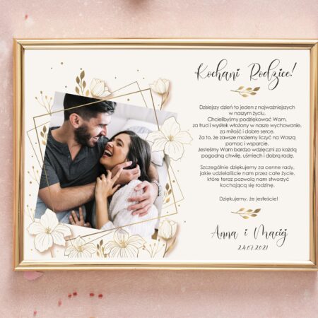 Podziękowanie dla rodziców personalizowane zdjęcie w ramce A4 prezent