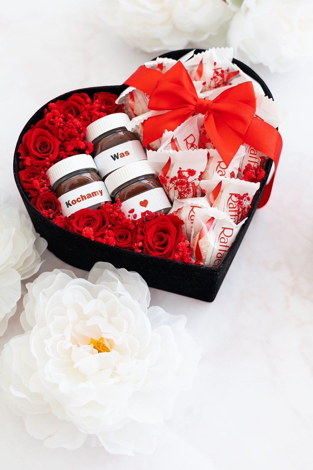 Box serce mini NUTELLA rafaello | Kochamy Was | Prezent dla rodziców