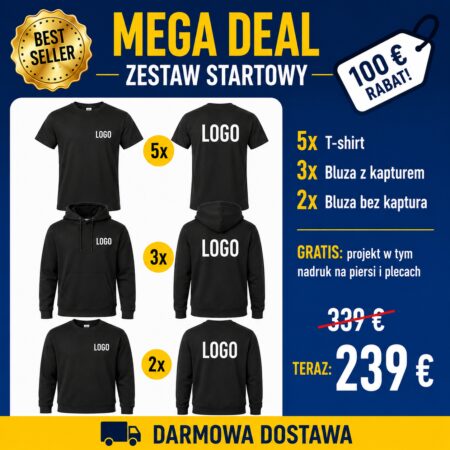 Zestaw Startowy Koszulki + Bluzy z Logo dla firm