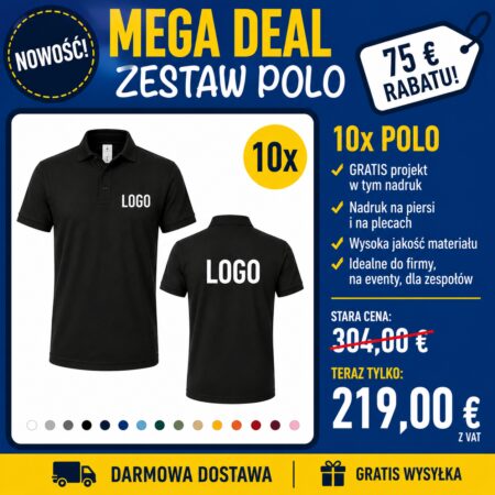 Zestaw Koszulek  POLO z logo dla firm 10 szt