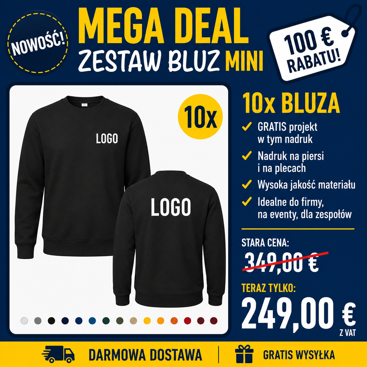 Zestaw Bluz z logo dla firm